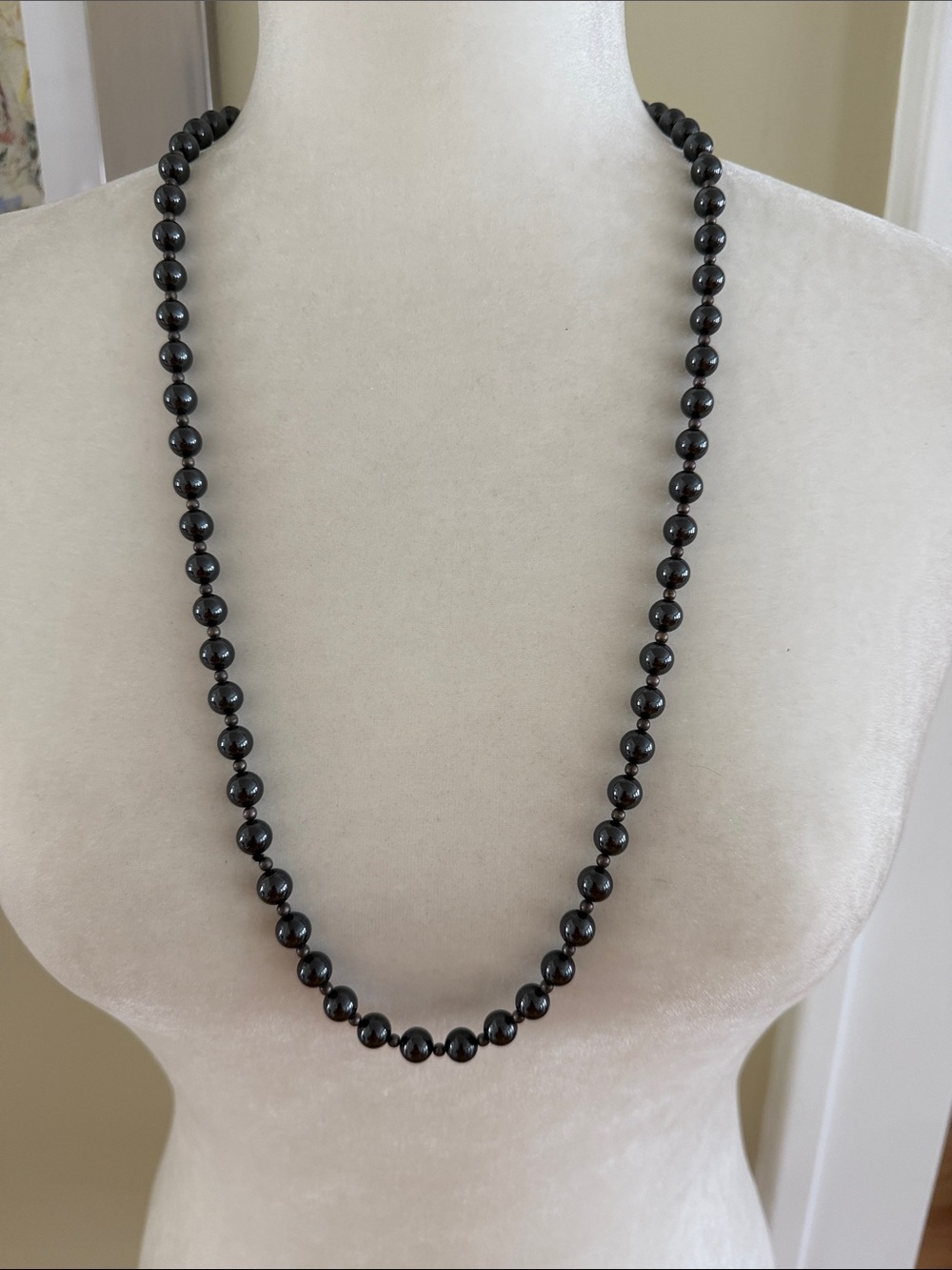 VINTAGE 30” HEMATITE BEAD Continuous Strand Opera Length Necklace